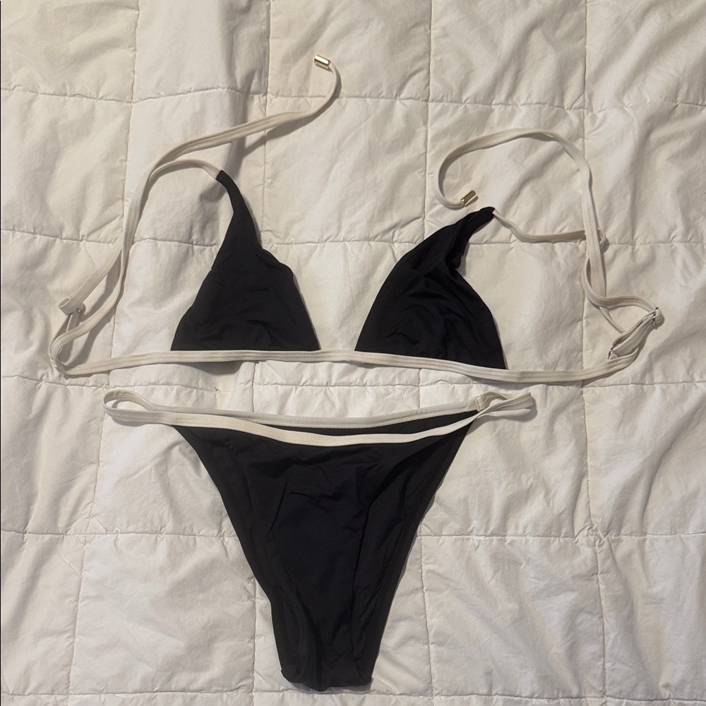 Monday Swimwear Black and Cream Bikini Set